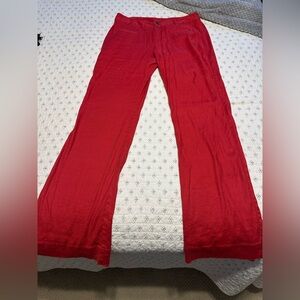 CAbi Red Wide Leg Linen Pants